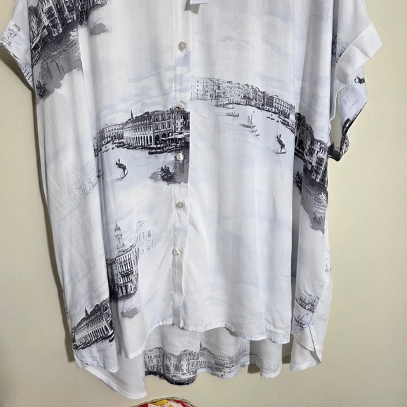 Jane + Delancey NWT Women Shirt Venice Scenic Print Button Down White Size 3X - Picture 8 of 14